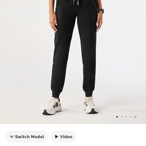 Figs Black Jogger Track Pants with Elastic Cuffs